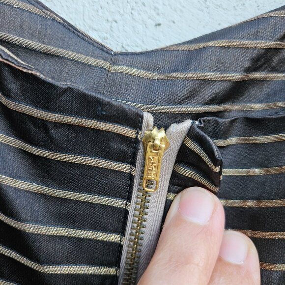 50s Egyptian Revival Black Gold Gown Full Skirt XXS Snake Chain 21" Waist - Picture 10 of 13